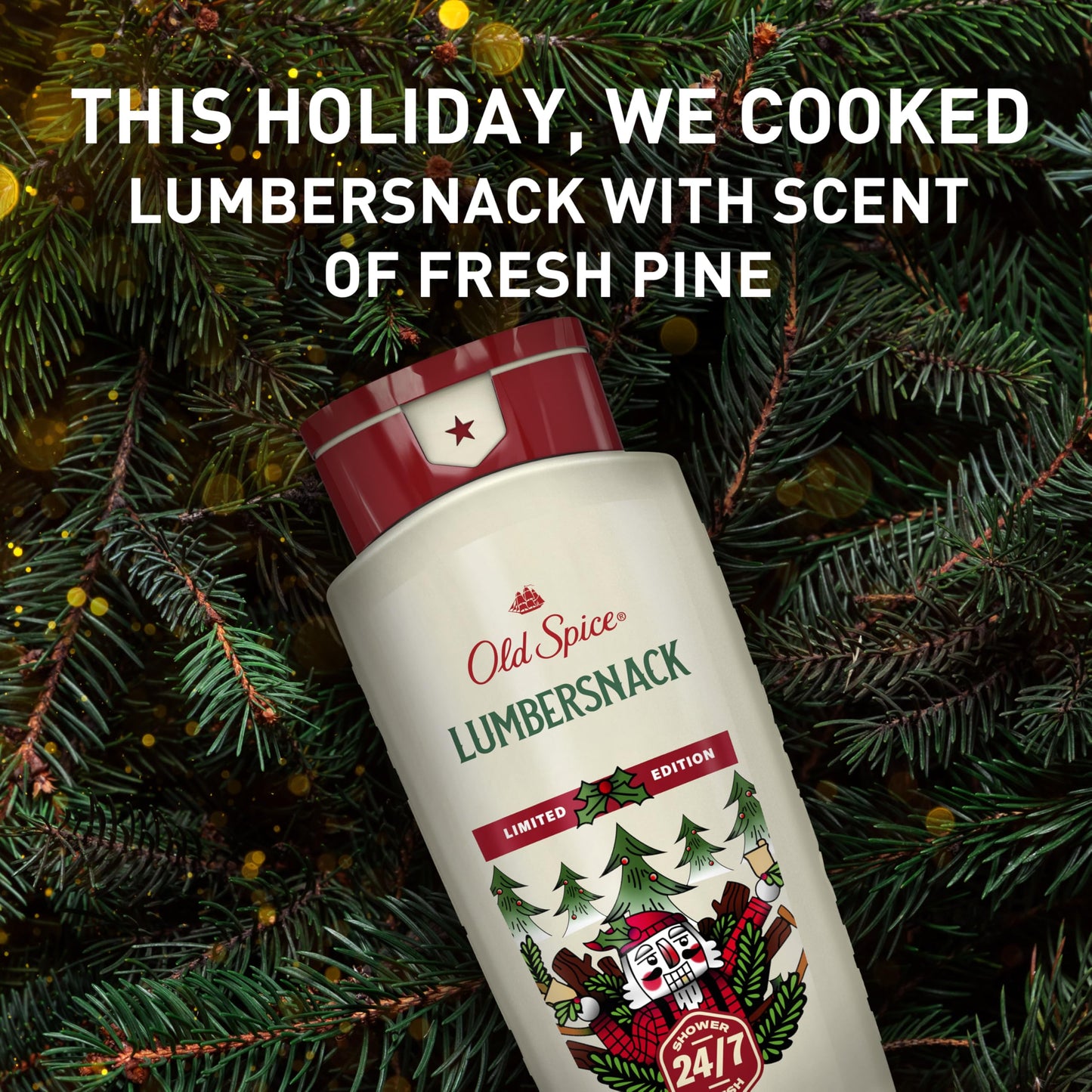 Old Spice Holidudes Body Wash for Men, 16oz – Lumbersnack Pine Scent, Rich Lather, Long-Lasting Holiday Freshness, Stocking Stuffer