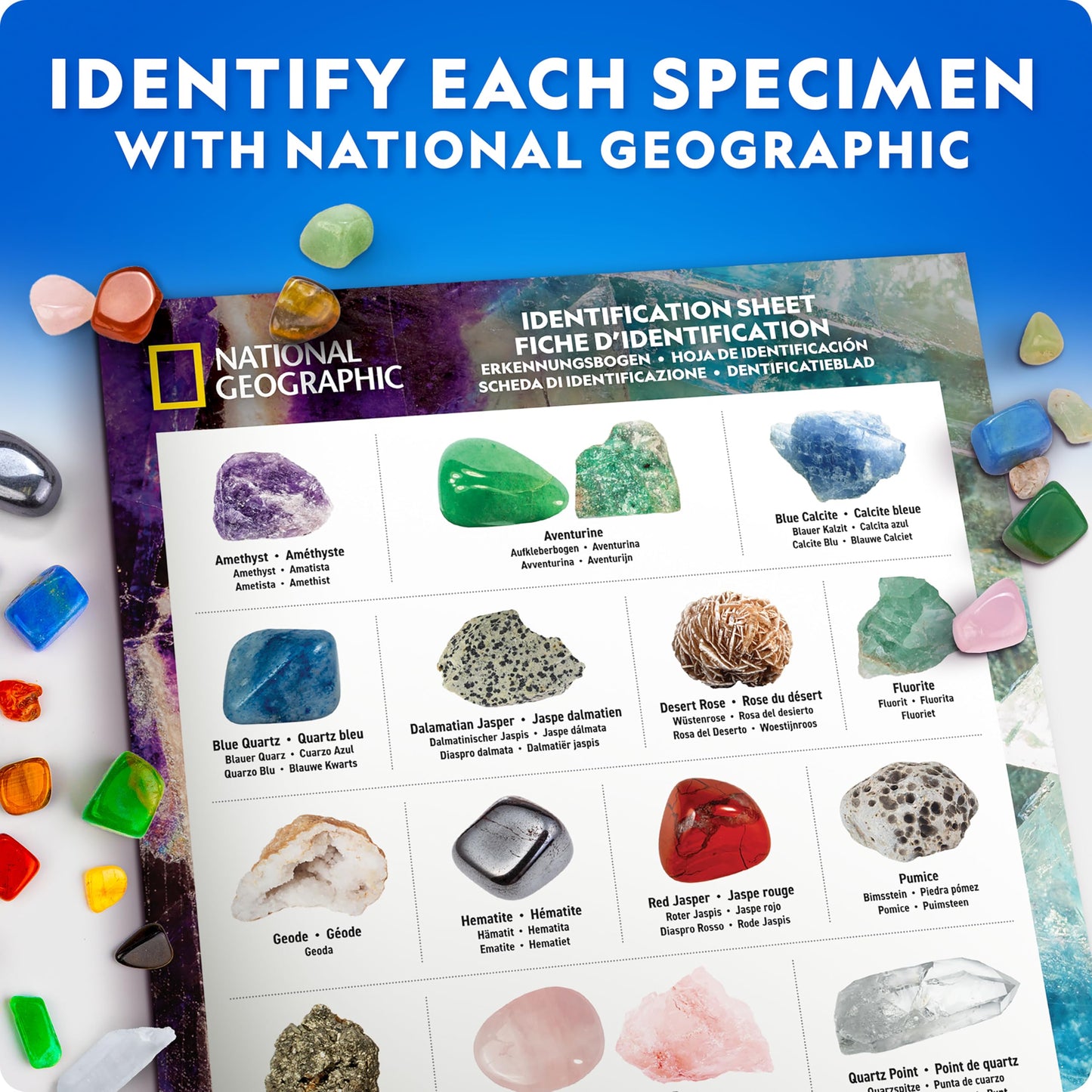 National Geographic 300+ Piece Rock & Crystal Collection for Kids – Geodes, Minerals, Gemstones Science Kit, Educational Geology Gift
