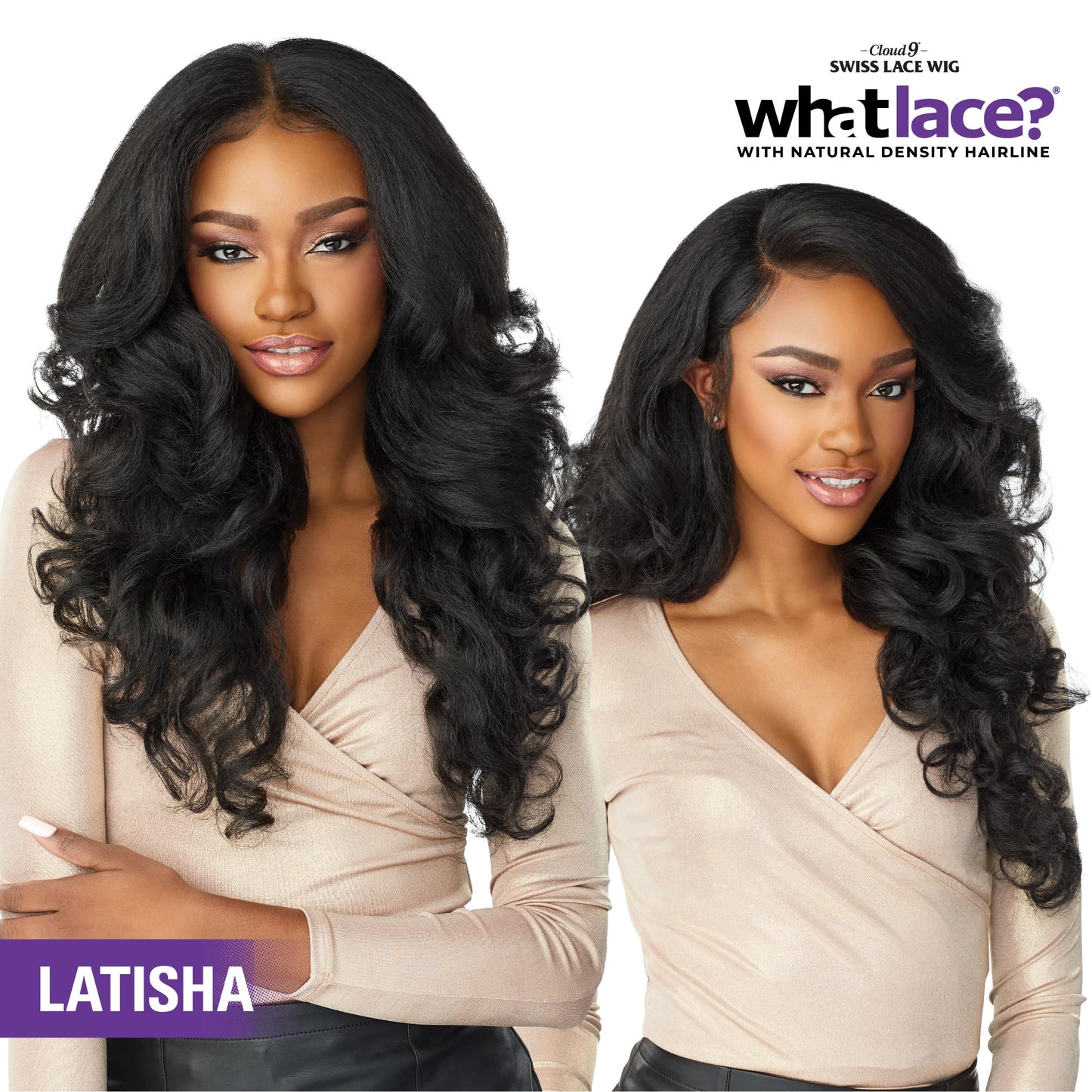 Sensationnel What Lace 13X6 Wigs - Latisha Lacefrontal Hand Tied Glueless Synthetic With Natural Density Preplucked Hairline (Off Black 1B)