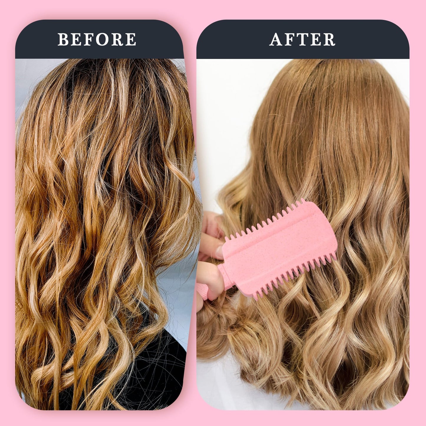 Auhrjomra Curl Defining Brush Pink – Volumizing Curly Hair Brush for Detangling, Shaping & Styling Curls, Waves & Coils, Reduces Frizz