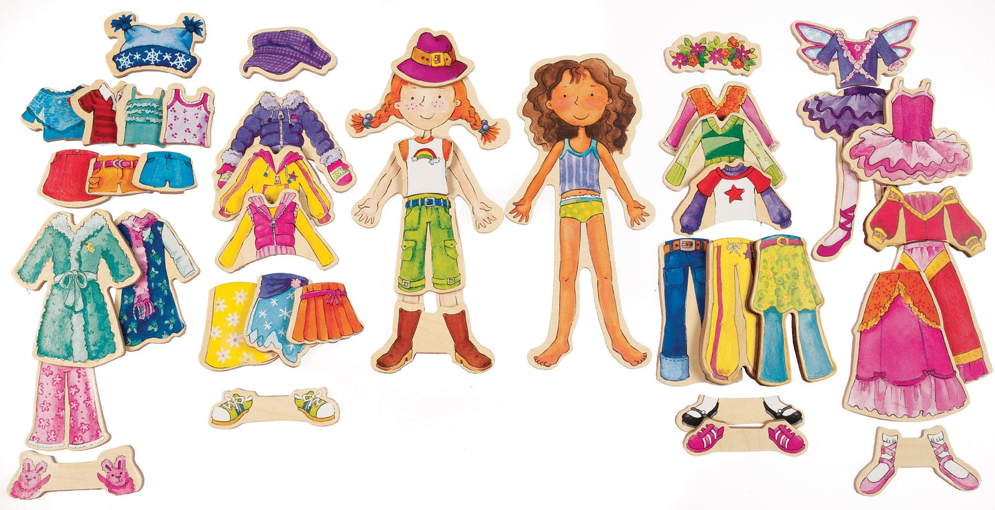 Bendon TS Shure Daisy Girls 40-Piece Wooden Magnetic Dress Up Doll 50463