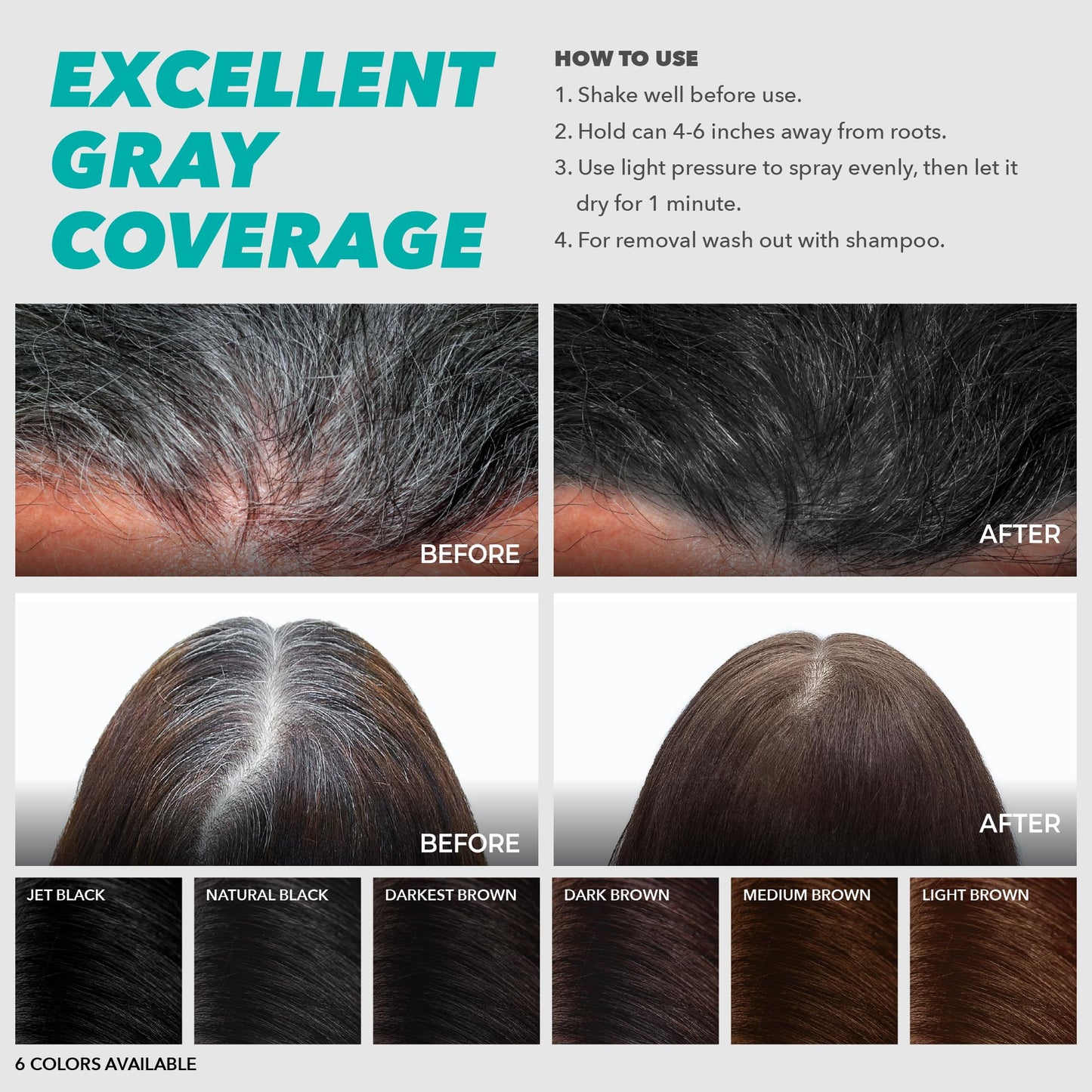 Red by Kiss Quick Cover Root Touch-Up Spray Jet Black 2oz | Waterproof, Smudge-Proof, Quick-Dry Gray Coverage with Jojoba Oil, Travel-Friendly