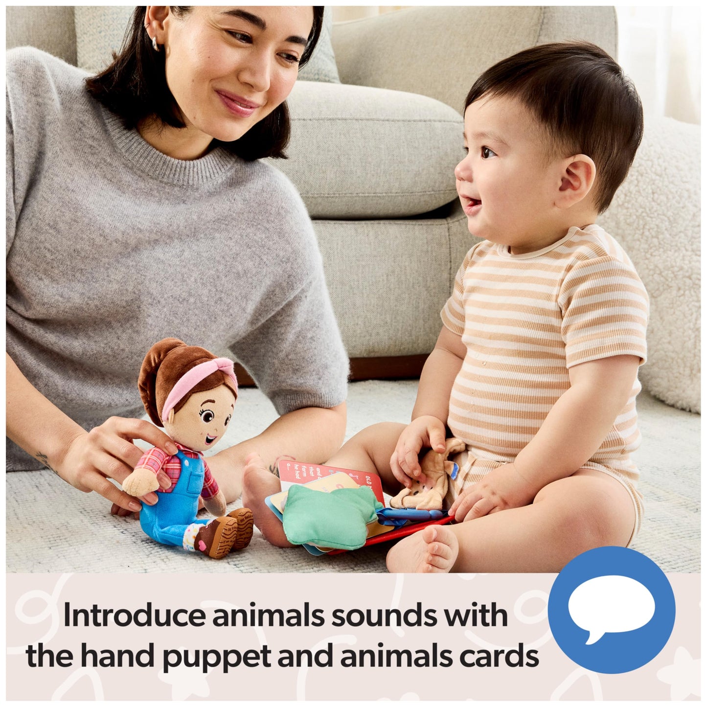 Ms. Rachel Farm Friends Baby Gift Set with Plush Toy, Animal Cards & Finger Puppet – Educational Baby Toys for Girls & Boys 0+