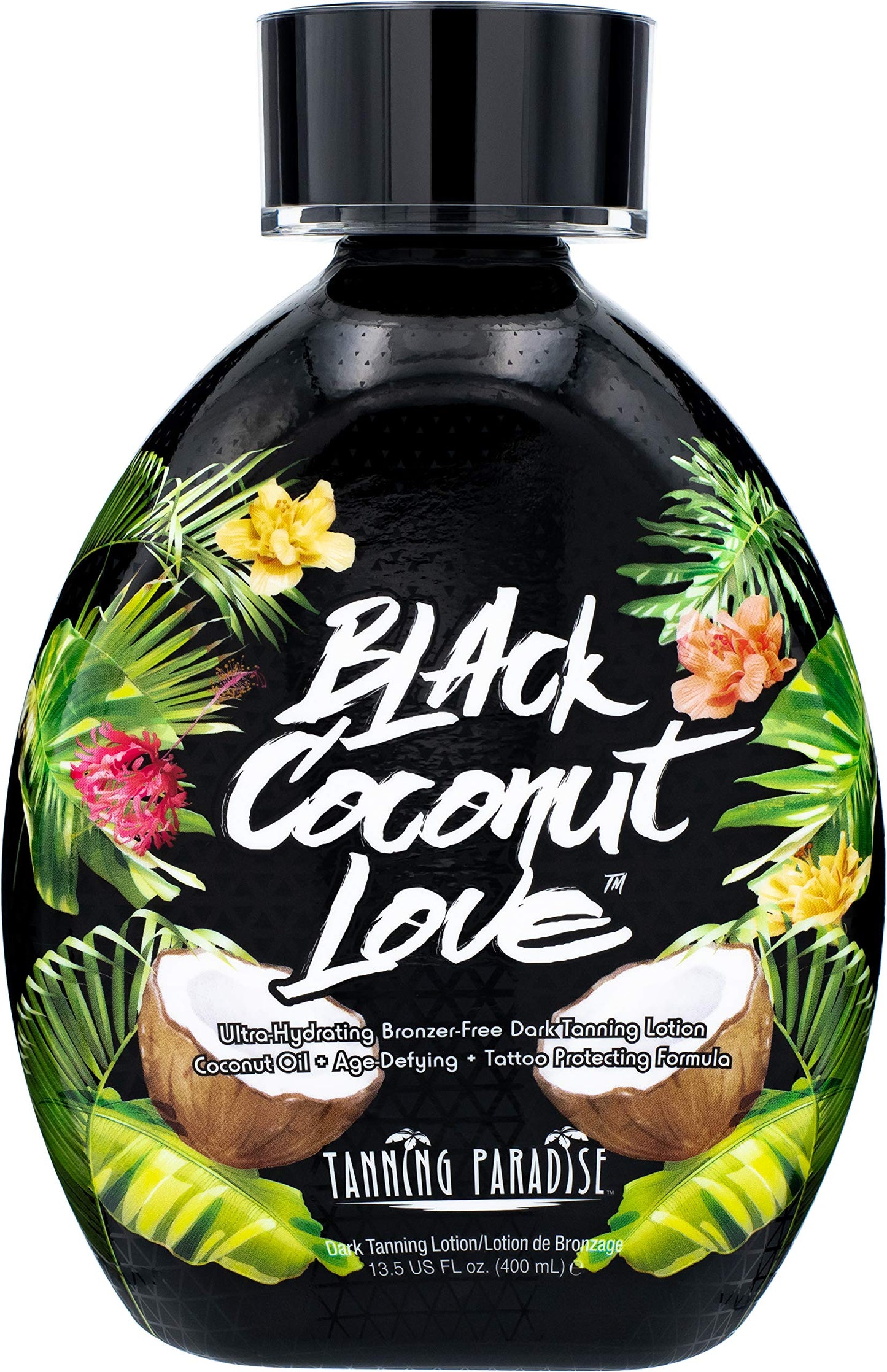 Tanning Paradise Black Coconut Love Lotion – Coconut Oil, Age-Defying, Tattoo Protecting, Ultra Hydrating Dark Tan, 13.5oz