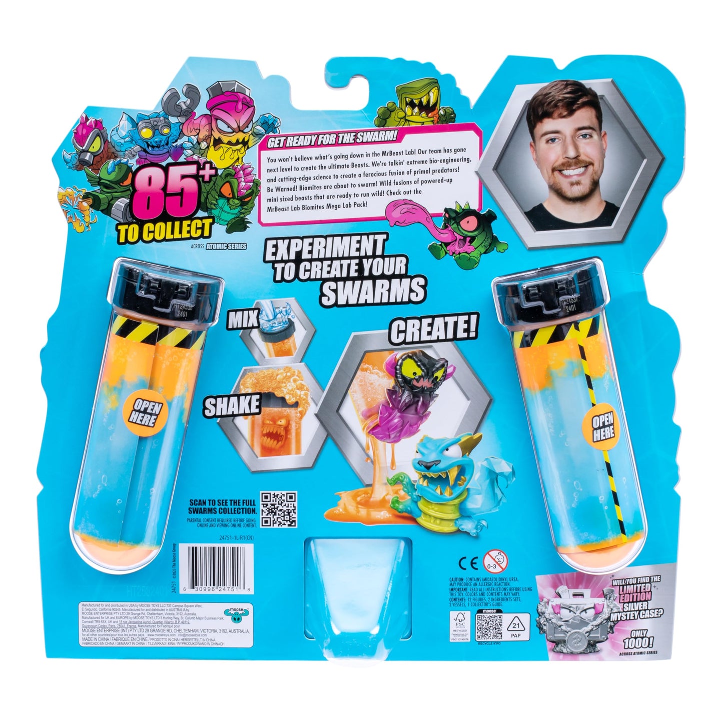 MrBeast Lab Swarms Series 2 Atomic 12-Pack – Shake & Reveal 2 of 12 Micro Beasts, 1-inch Collectible Figures, 85+ to Collect