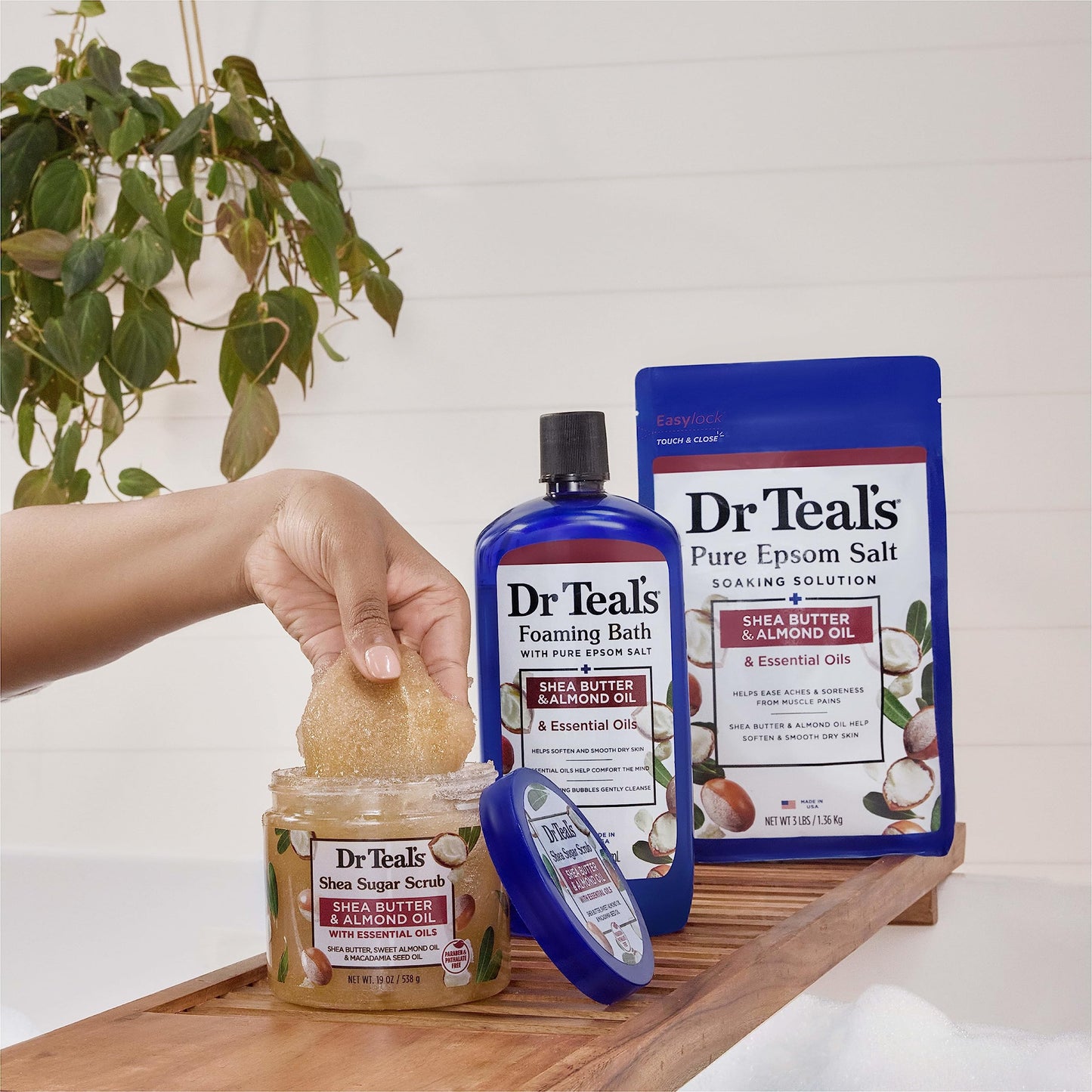 Dr Teal's Shea Sugar Body Scrub, Shea Butter with Almond Oil & Essential Oils, 19 oz (Pack of 3)