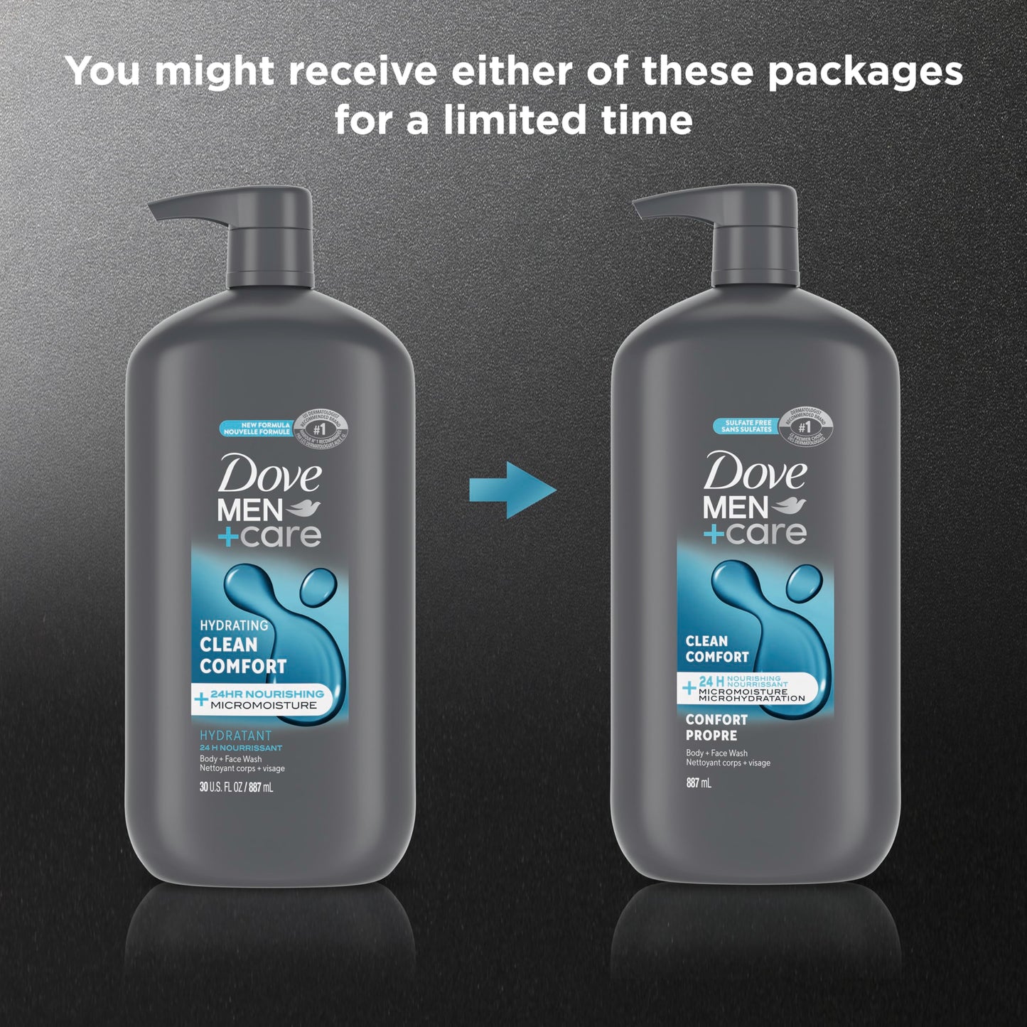 Dove Men+Care Body and Face Wash Hydrating Clean Comfort Men's Body Wash with 24-Hour Nourishing Micromoisture Technology 30 oz