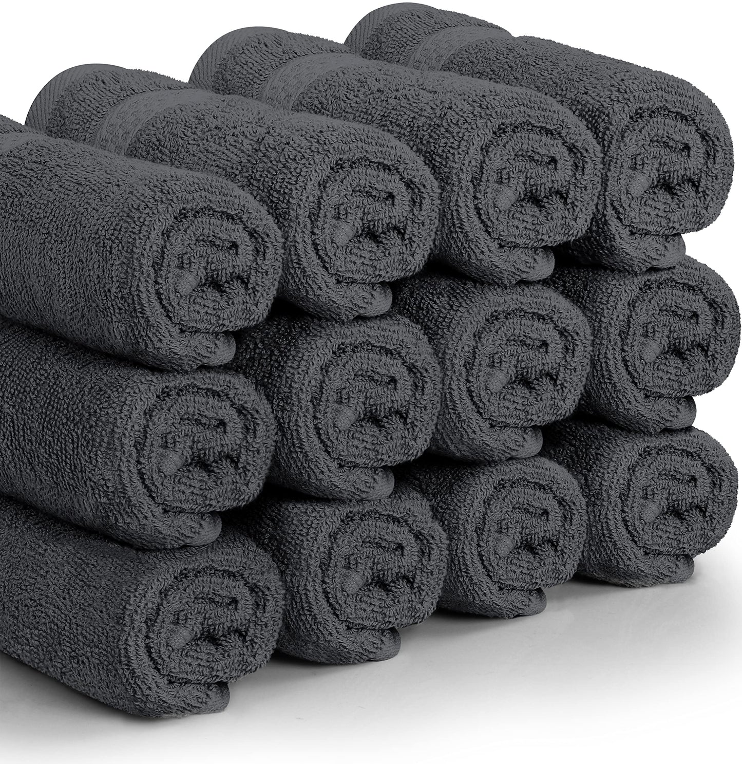 Utopia Towels 12-Pack Premium Washcloths, 12x12 in, 100% Cotton Ring Spun, Soft & Highly Absorbent for Bathroom, Spa, Gym & Face, Grey