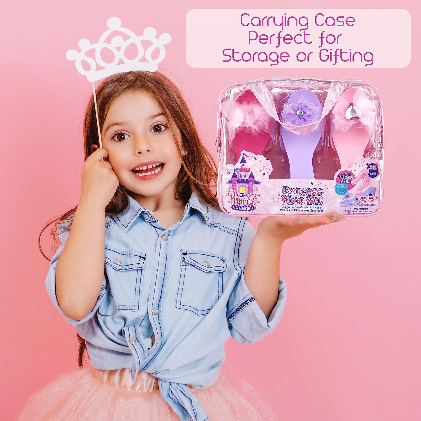 3-Pack Princess Dress Up Shoes for Kids – Pastel Slip-On Heels, Pretend Play Footwear, Toddler Sizes 7-10