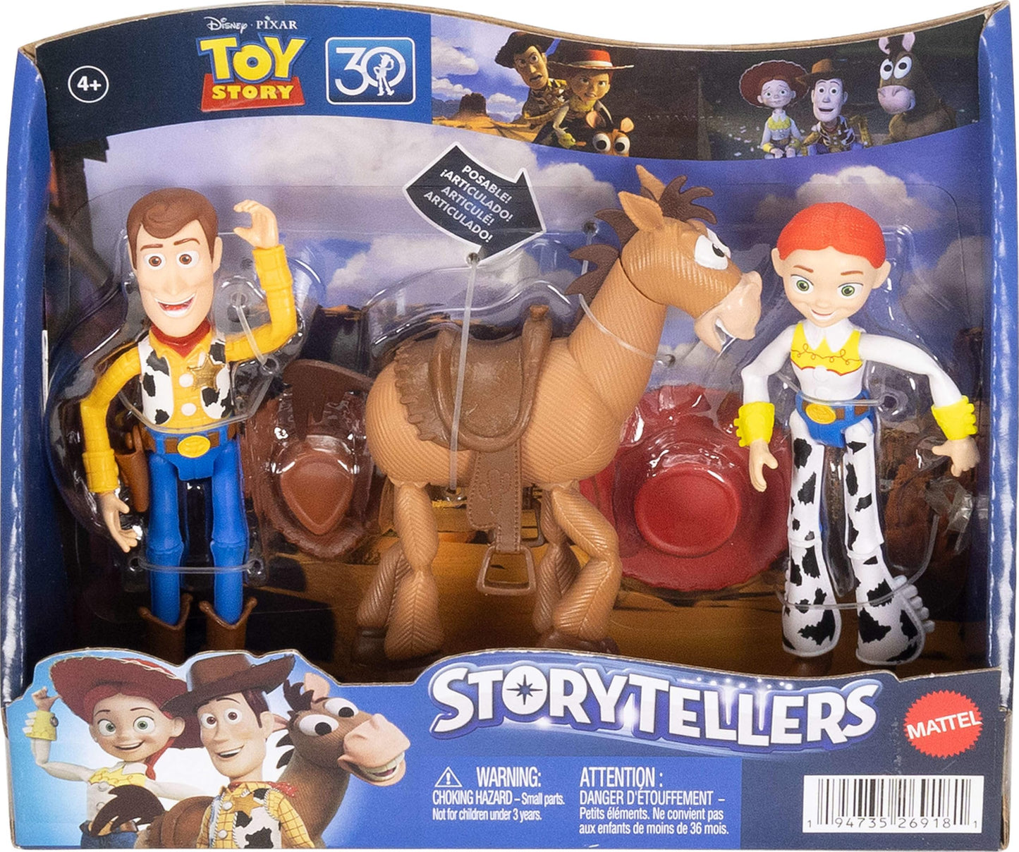 Mattel Disney Pixar Storytellers Toy Story 3-Pack of Woody, Jessie & Bullseye, 4-inch Authentic Posable Figures, Key Character Collectibles