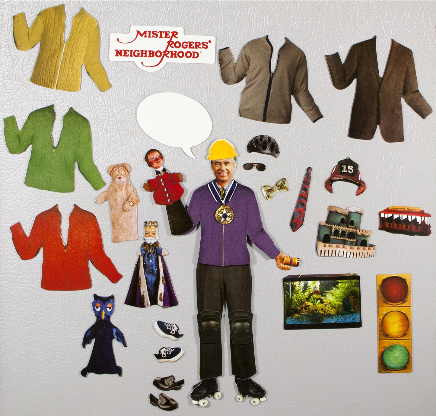 The Unemployed Philosophers Guild Mister Rogers Mix and Match Magnetic Wardrobe - Dress Up Doll Play Set for Your Fridge, (30+ Pieces)