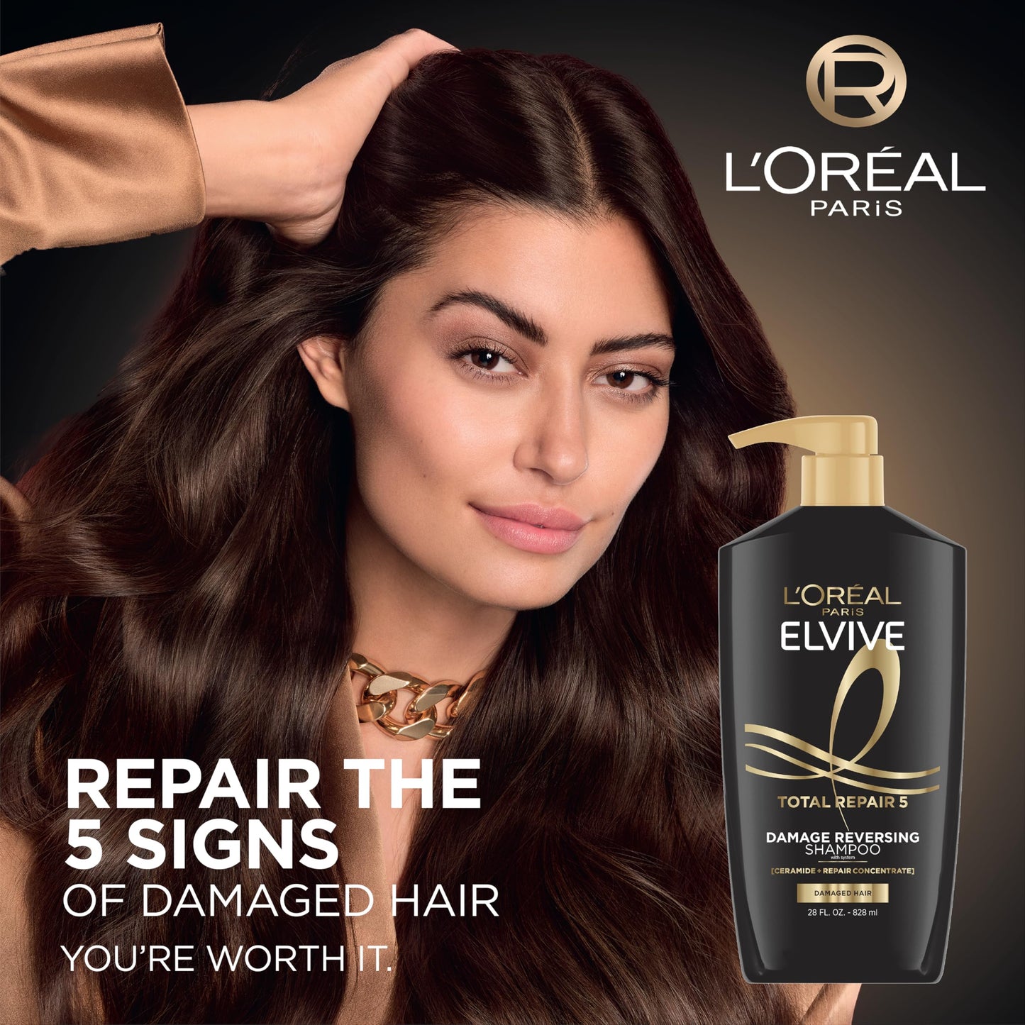 L'Oreal Paris Elvive Total Repair 5 Repairing Shampoo and Conditioner for Damaged Hair, 28 Ounce (Set of 2)(Packaging May Vary)