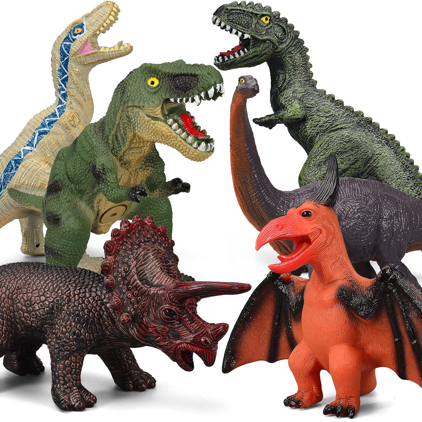 Gzsbaby 6 Piece Jumbo Dinosaur Toys for Kids 3-5 and Toddlers, Large Soft Dinosaur Toys for Lovers - Perfect Party Favors, Birthday Gifts