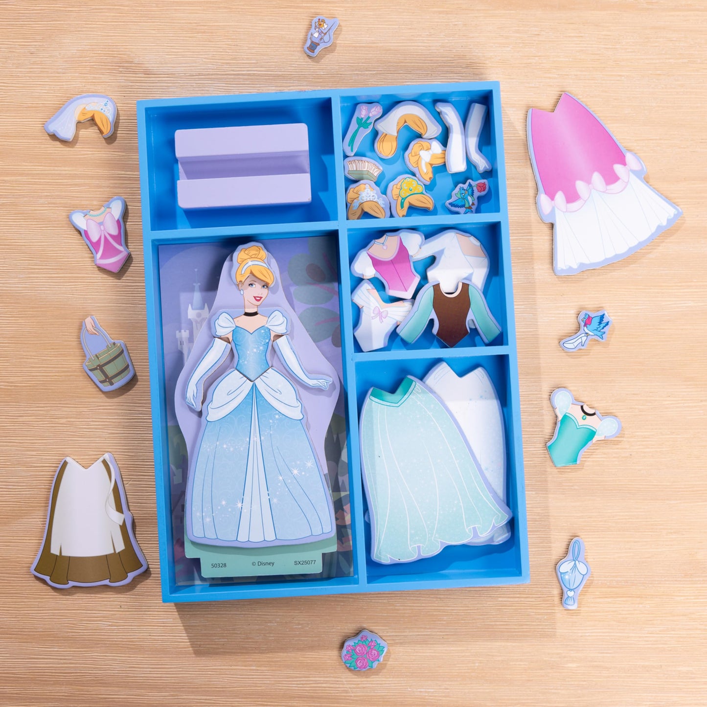 Melissa & Doug Disney Princess Cinderella Magnetic Dress-Up Wooden Doll Pretend Play Set (30+ pcs)