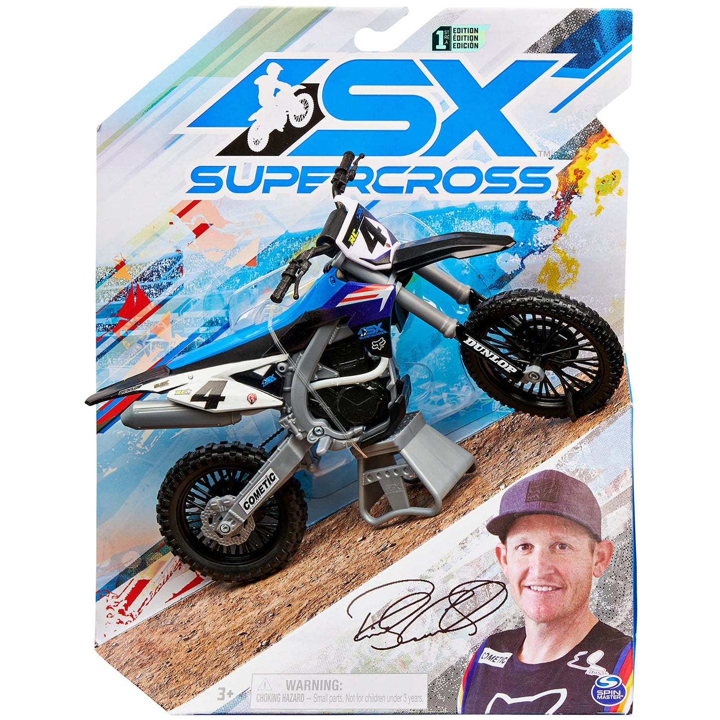 Supercross, Authentic Ricky Carmichael 1:10 Scale Collector Die-Cast Motorcycle Replica with Display Stand