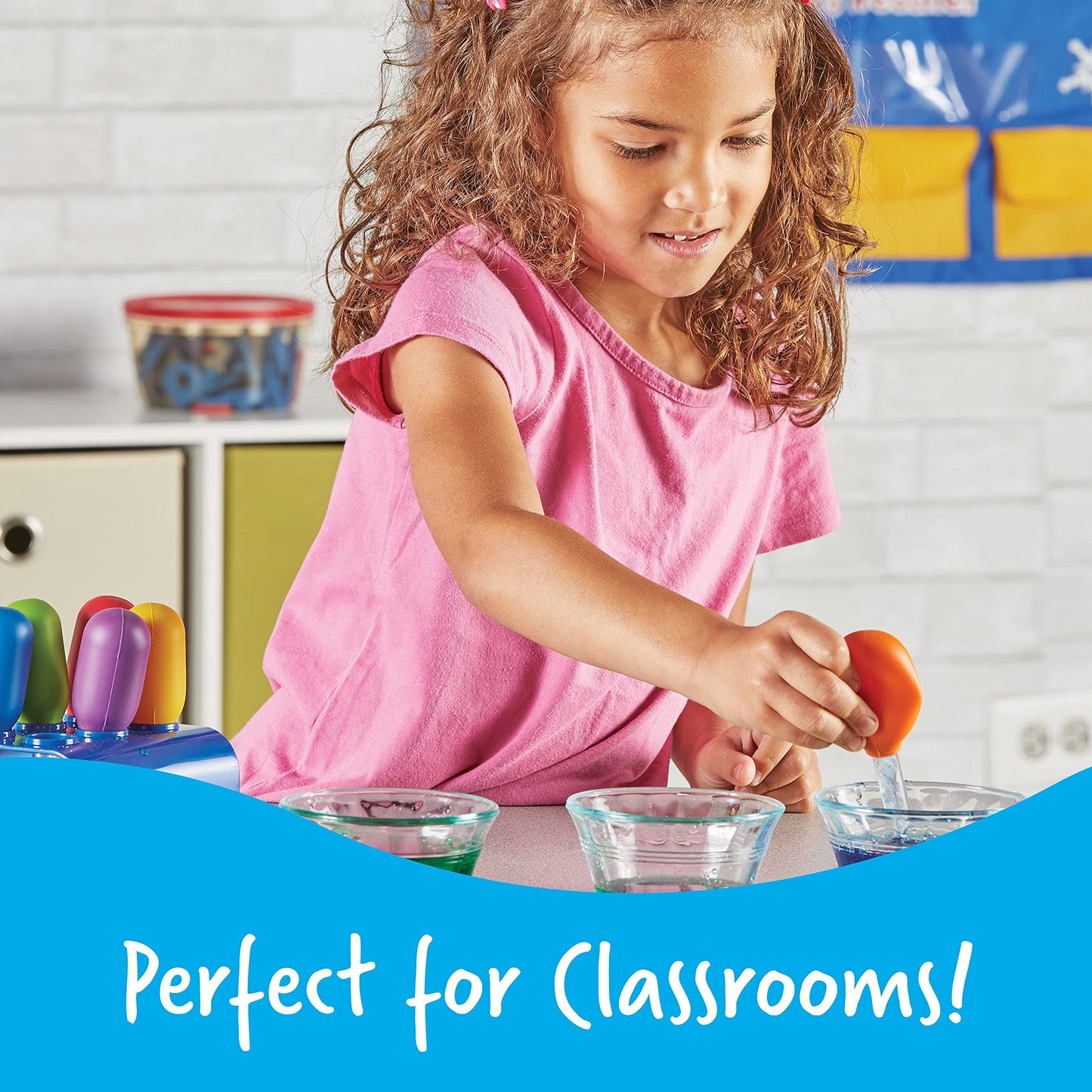 Learning Resources Jumbo Colorful Eyedroppers, Set of 6 with Stand – Science, Sensory & STEM Tools for Kids Ages 3+, Classroom & Home