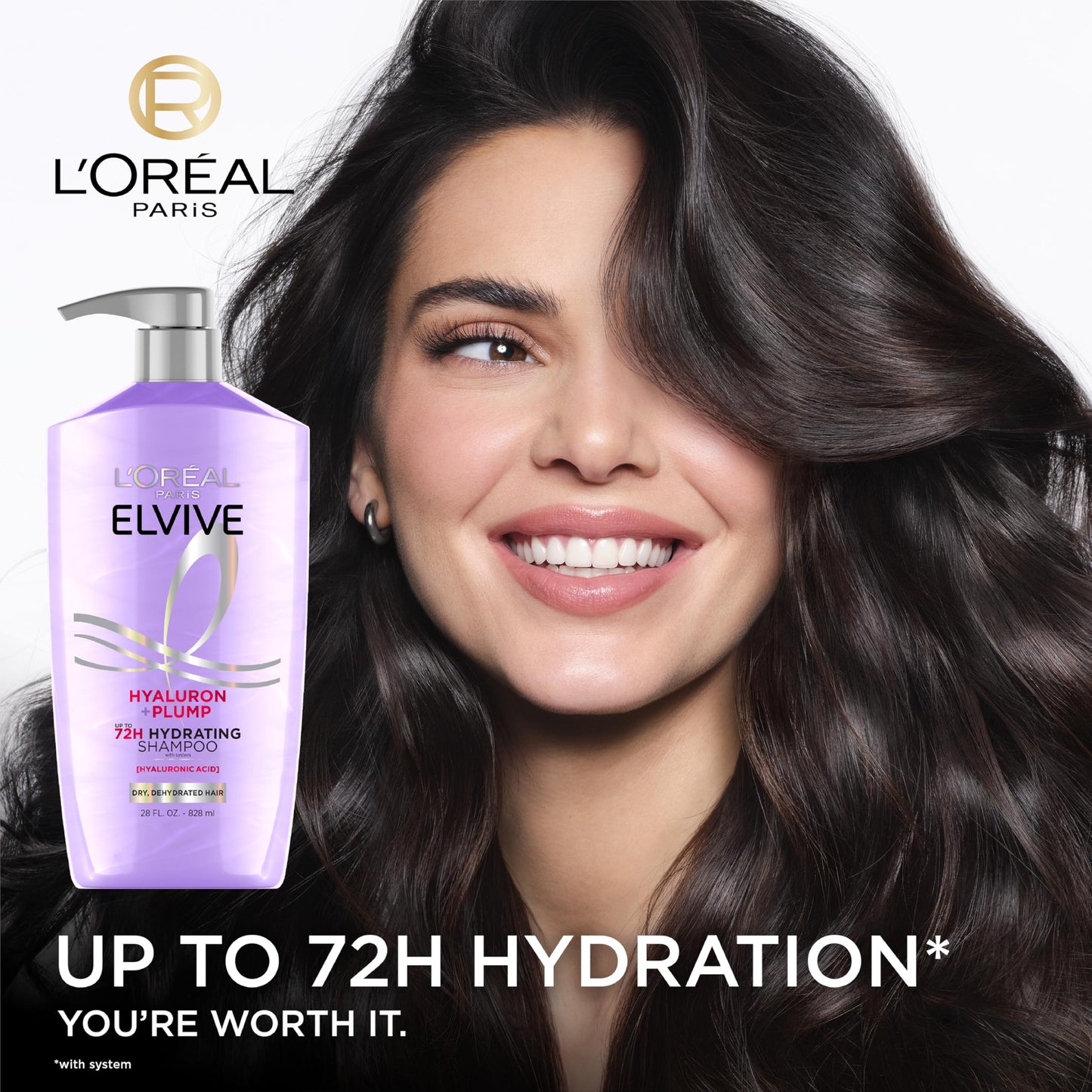 L'Oreal Paris Elvive Hyaluron Plump Shampoo and Conditioner Set for Dehydrated, Dry Hair with Hyaluronic Acid Care Complex, 1 Kit (2 Products)