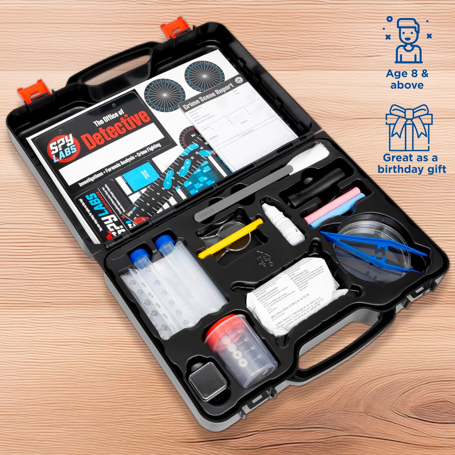 Spy Labs Master Detective Toolkit V2 - Forensic Science Kit for Kids | Collect & Analyze Evidence | Fingerprints, Footprints & Tire Tracks | 32-Page Storybook