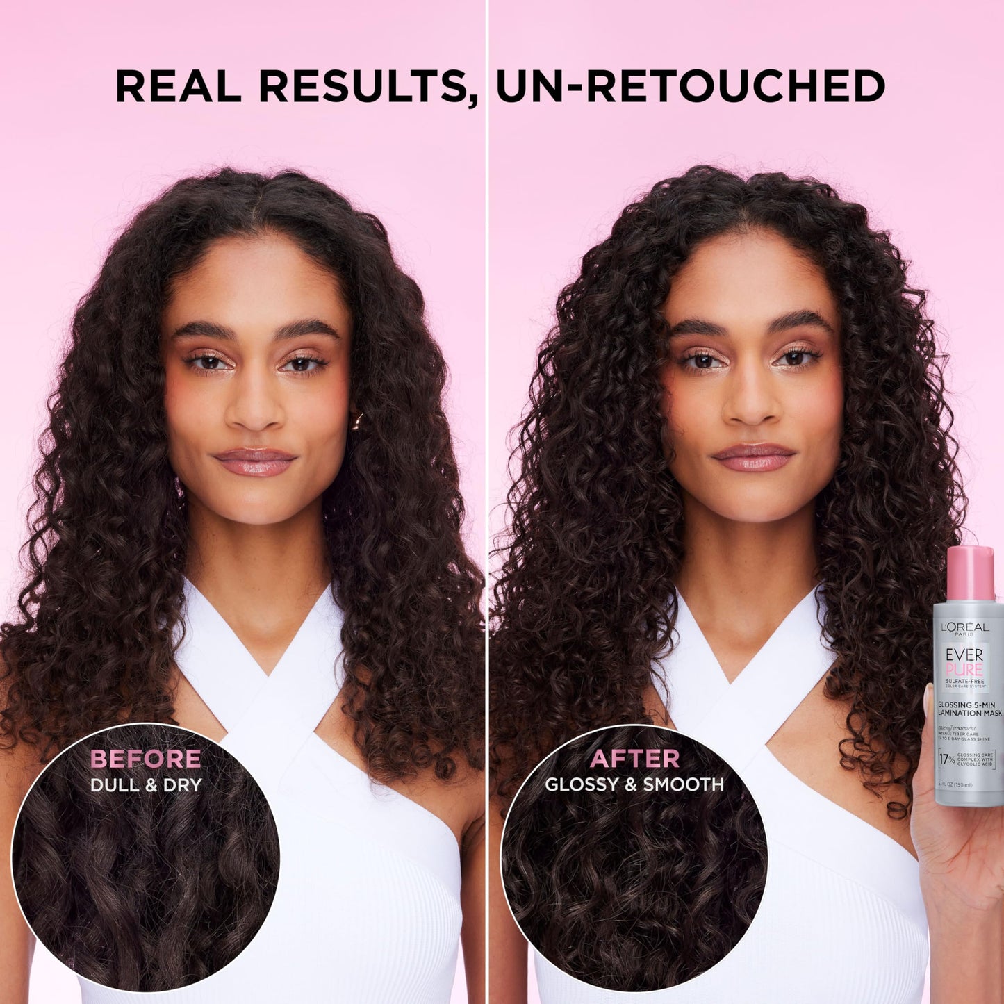 L'Oreal Paris EverPure Glossing Lamination Hair Mask with Glycolic Acid, Deep Treatment for Dull & Dry Hair, Lasting Shine & Smoothness, 5.1 Fl Oz