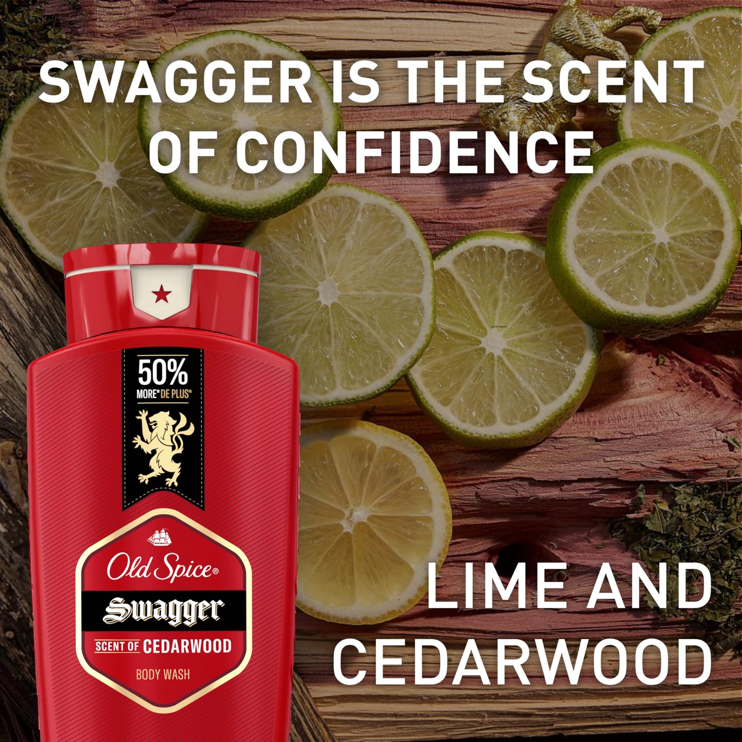 Old Spice Red Collection Swagger Body Wash for Men – 3X Defense, Long-Lasting Fresh Scent with Cedarwood, 24 oz, Pack of 2