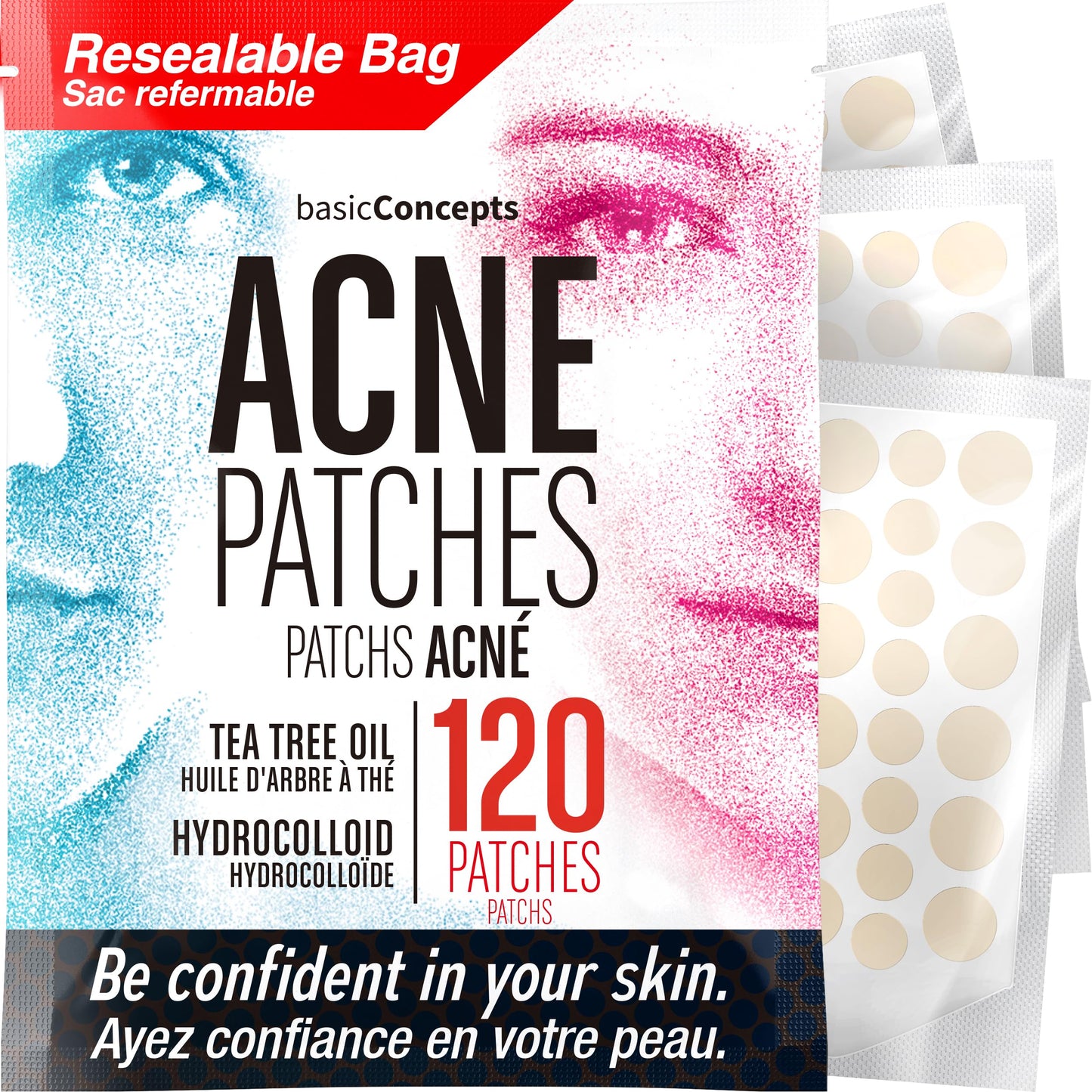 Pimple Patches for Face 120 Pack – Hydrocolloid Acne & Blemish Patches with Tea Tree Oil, Zit Stickers for Fast Healing