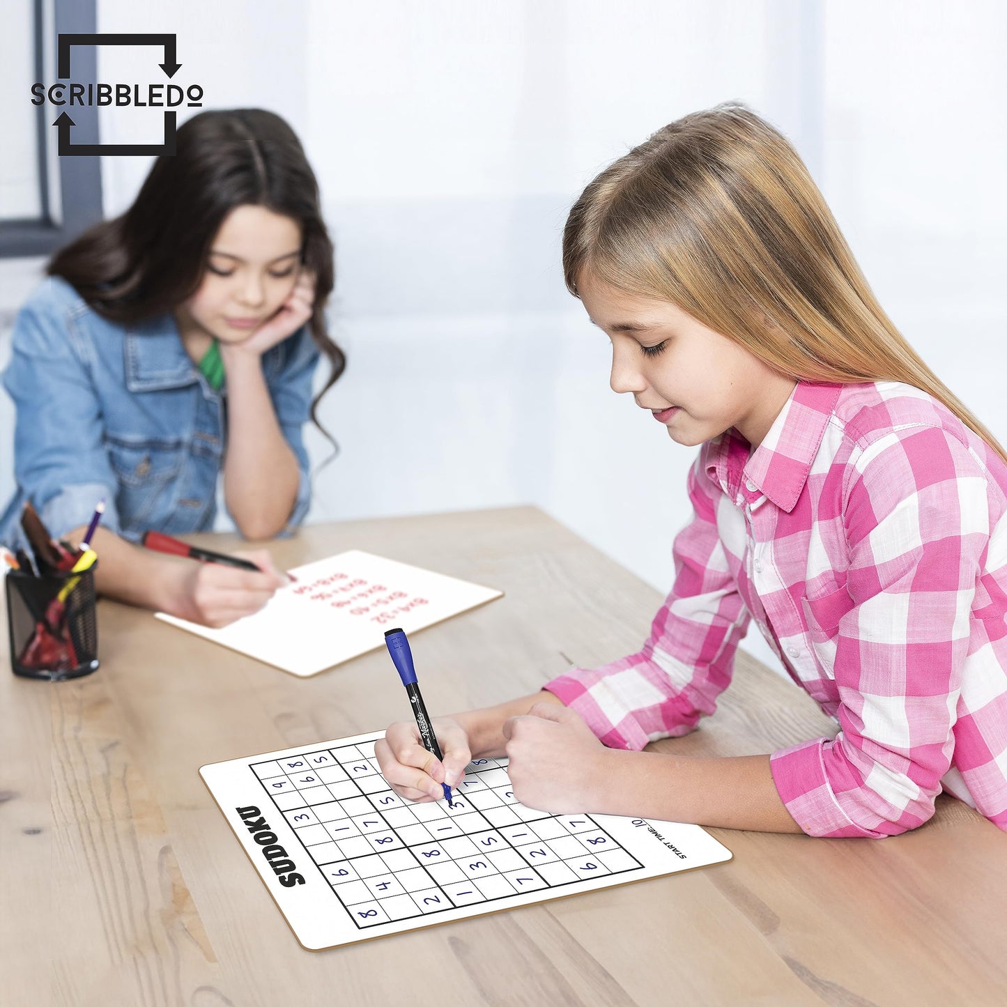 SCRIBBLEDO Dry Erase Sudoku for Kids Sudoku Puzzles for Adults All Ages 9āx12ā White Board Easy Hard Sudoku Math Educational Game Whiteboard