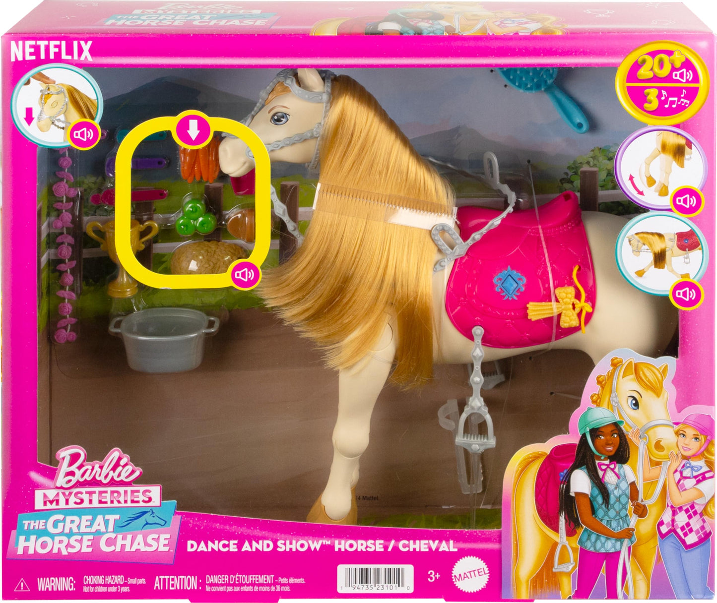 Barbie Horse with Sounds, Music & Accessories, Inspired The Great Horse Chase, Toy Moves, Dances & Blinks Eyes