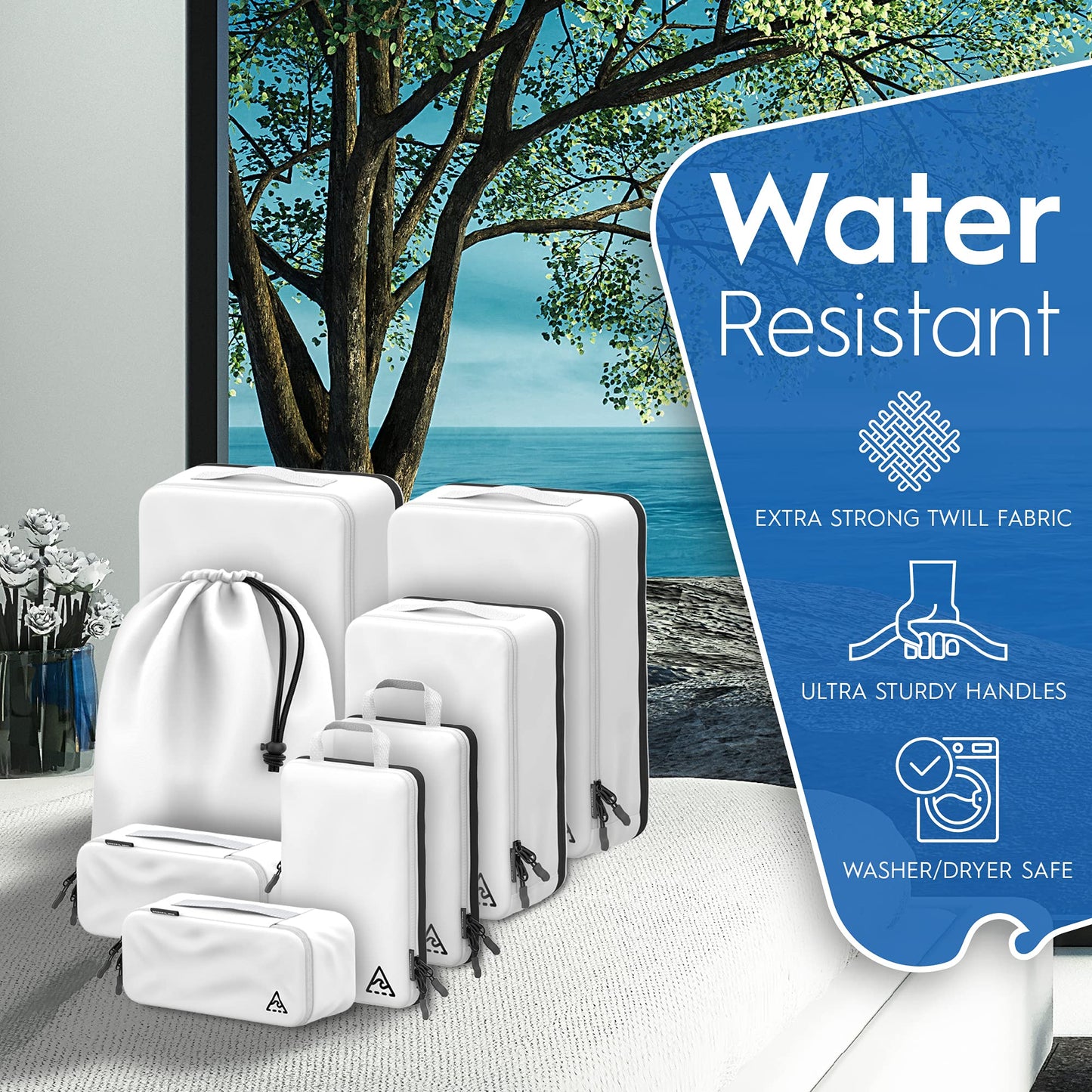 8-Piece Deluxe Compression Packing Cubes – Maximize Luggage Space with Double Capacity Design, Large, Medium & Small Travel Set