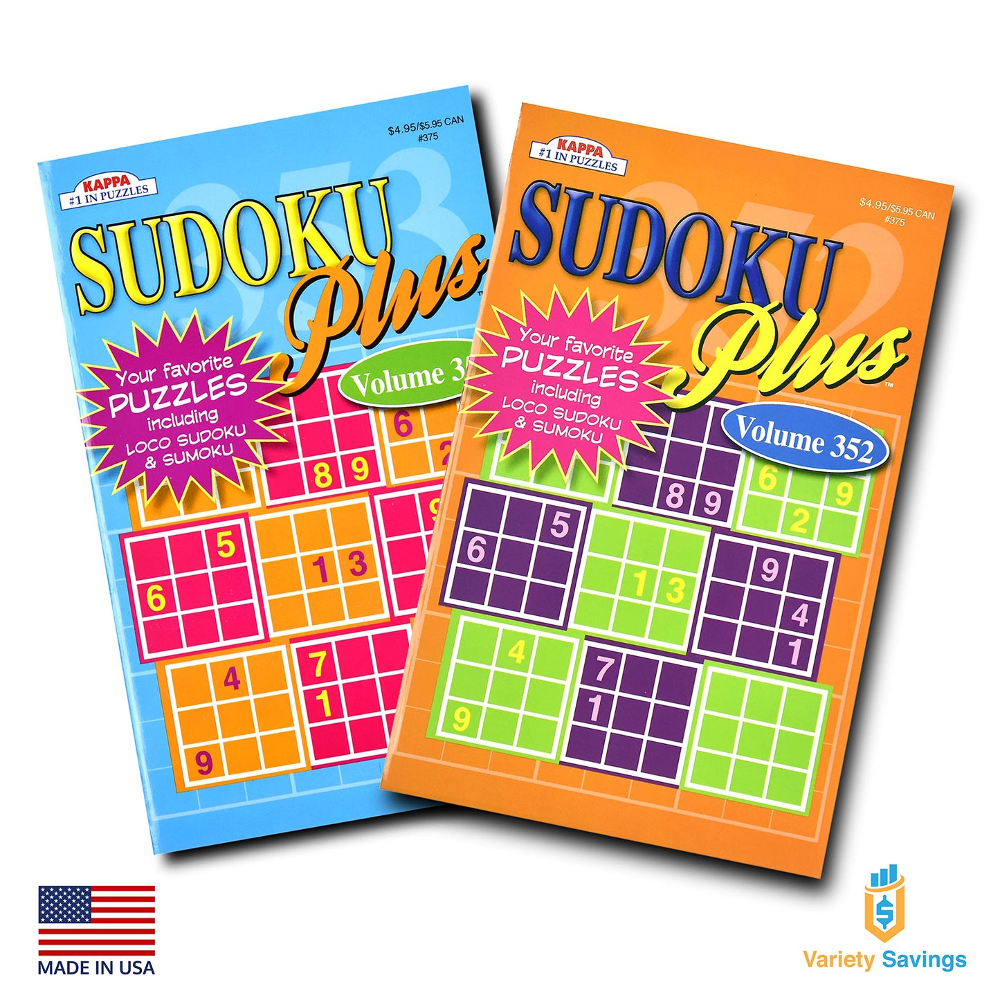 Buffalo Games 4-Pack Sudoku Puzzle Books – 350+ Puzzles with Tips, Large & Digest Sizes, Brain Stimulation for Adults & Seniors