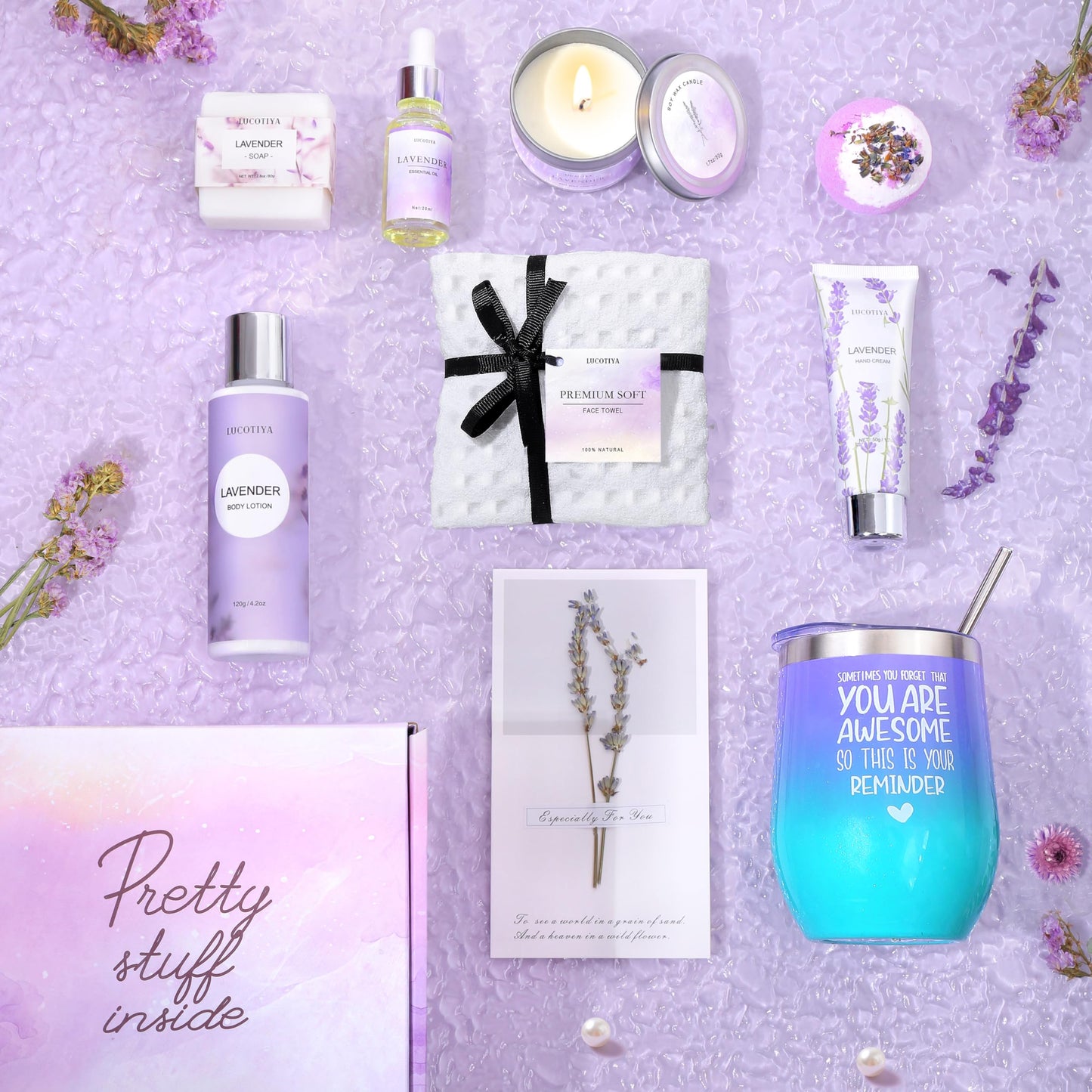 Spa Gift Basket for Women – Lavender Bath & Body Set, Relaxing Self-Care Gifts for Mom, Birthday, Mother’s Day, Friends & Coworkers