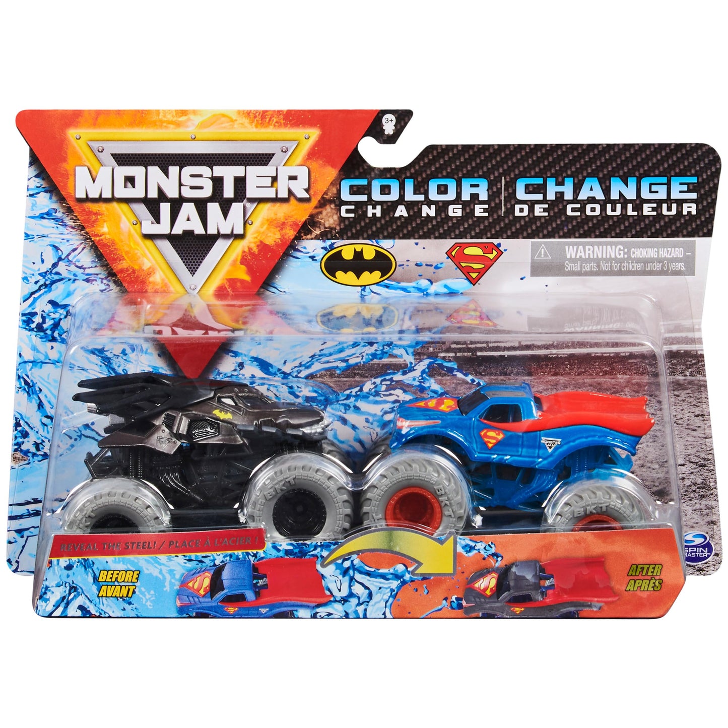 Monster Jam, Official Batman Vs. Superman Color-Changing Die-Cast Monster Trucks, 1:64 Scale