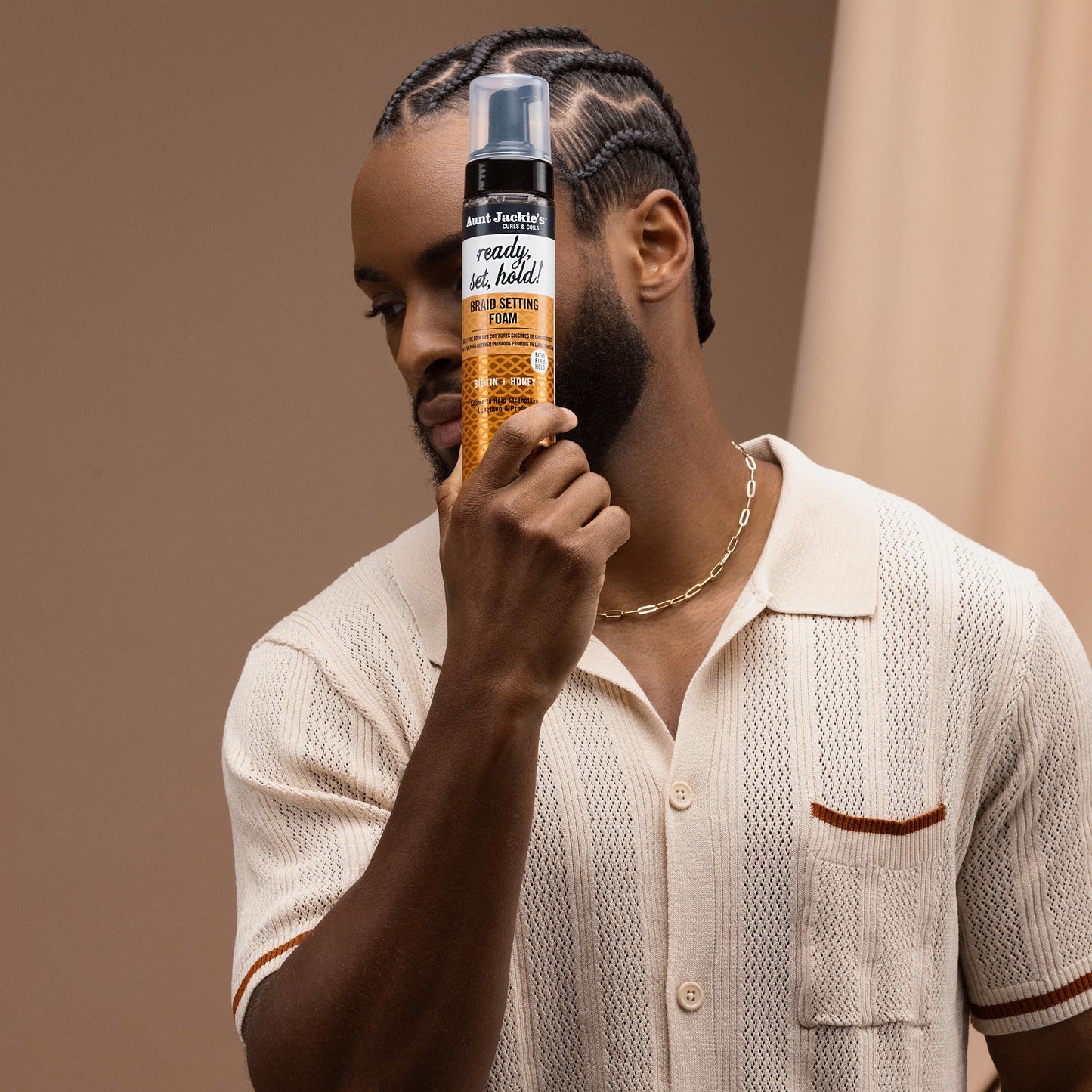 Aunt Jackie's Curls & Coils Braid + Twist Collection Ready, Set, Hold Braid Setting Foam with Extra Firm Hold, 8.5 fl oz