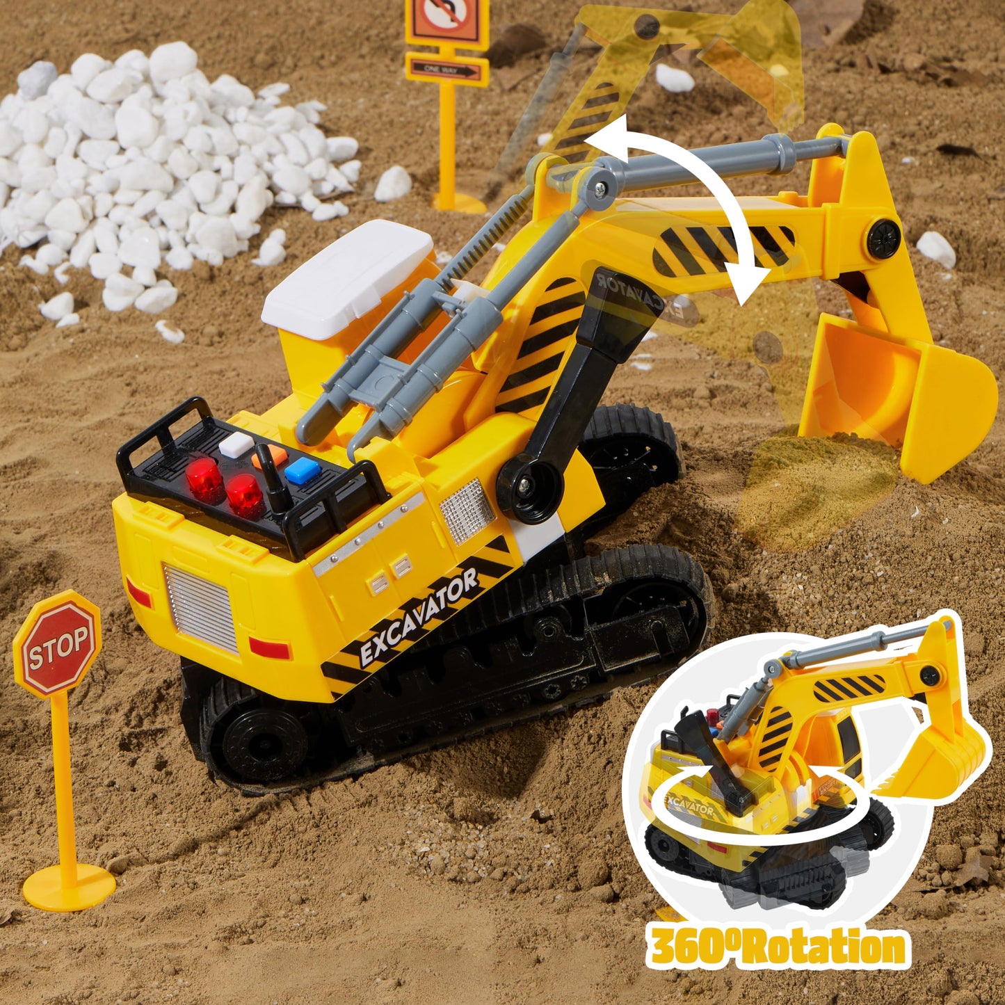 JOYIN 3-Pack Construction Trucks for Toddlers – Excavator, Dump Truck & Loader with Movable Claw & Lift, Birthday & Christmas Gift