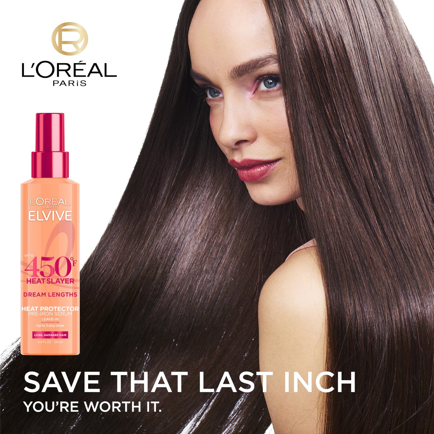 L'Oreal Paris Elvive Dream Lengths Heat Slayer Pre-Iron Spray Leave-In, 4.4 Ounce