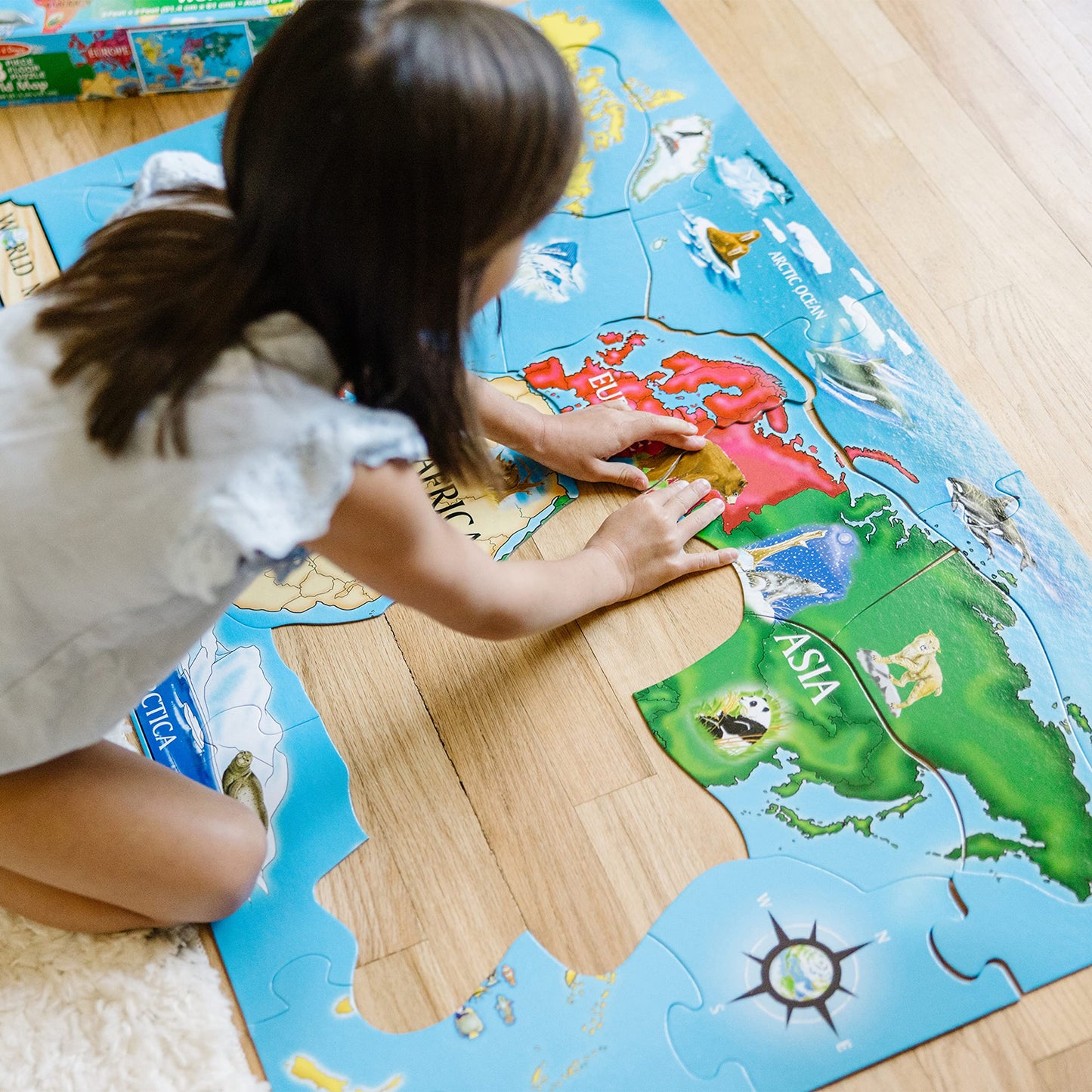 Melissa & Doug World Map Jumbo Jigsaw Floor Puzzle (33 pcs, 2 x 3 feet)