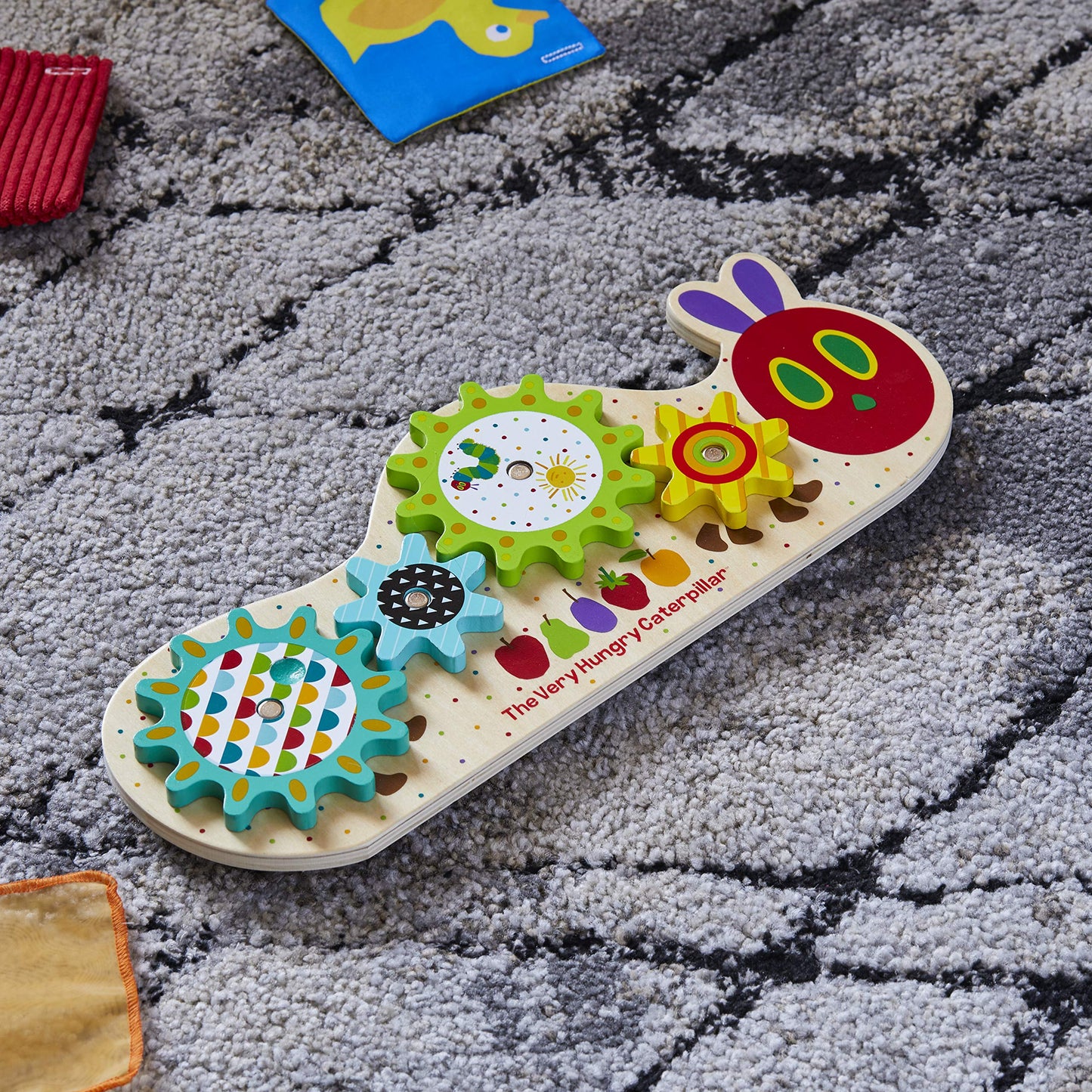 KIDS PREFERRED World of Eric Carle The Very Hungry Caterpillar Montessori Spinning Wooden Gears Toy with Colorful Non-Removable Gears