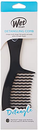 Wet Brush Detangling Comb, Black – Wide Tooth Comb with WaveTooth Design for Smooth, Pain-Free Detangling – Gentle on Scalp, Ideal for Conditioner & Masks