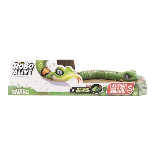 Robo Alive Slithering Snake Series 3 Green by ZURU Battery-Powered Robotic Light Up Reptile Toy That Moves (Green),7150B