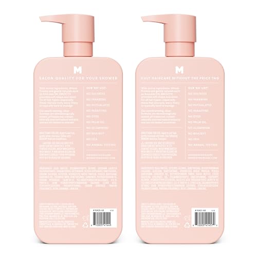 MONDAY HAIRCARE Smooth Shampoo & Conditioner Set, 27 oz Each – For Frizzy, Coarse & Curly Hair with Coconut Oil, Shea Butter & Vitamin E, Pink