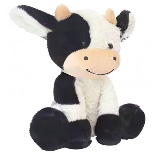 YUKOUQIAN Cow Stuffed Animal Cute Cow Plush Doll Toy 9 inch for Girls Boys Christmas (Cow Sitting)
