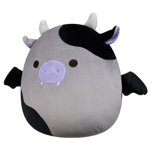 Squishmallows Original 12-Inch Bridgette Grey and Black Cow Bat - Official Jazwares Plush (Medium-Sized)