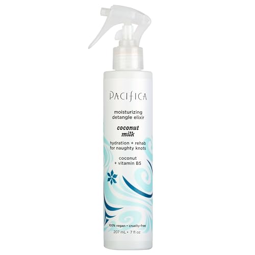 Pacifica Coconut Milk Hair Detangler Spray | Leave-In Conditioner for All Hair Types | Moisturizing, Smoothing & Anti-Frizz Elixir, 207 mL