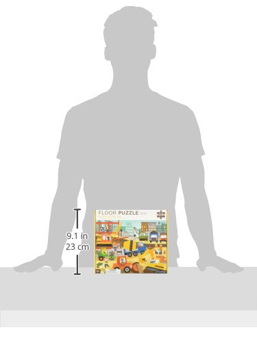 Petit Collage Floor Puzzle Construction Site 24 Pieces | Large Puzzle for Kids | Completed Puzzle 18" x 24" | Great Gift for Kids 3+