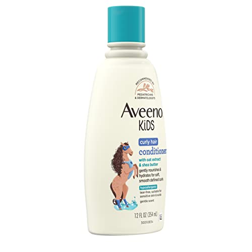 Aveeno Kids Curly Hair Conditioner, Hydrating Conditioner, Kids Curly Hair Products, Oat Extract & Shea Butter, Gentle Scent, 12 fl. oz (Pack of 1)