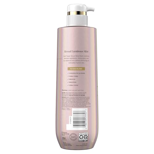 Olay Super Serum Body Wash for Extra Dry Skin, 24hr Long Lasting Hydration, 5+ Ingredient Serum Complex for Bright Even Firm Luminous Skin, 18.5 fl oz