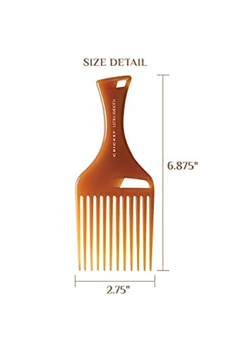 Cricket Ultra Smooth Hair Pick Comb with Argan, Olive & Keratin Oils – Volumizes, Detangles & Reduces Frizz for Curly, Thick & Long Hair