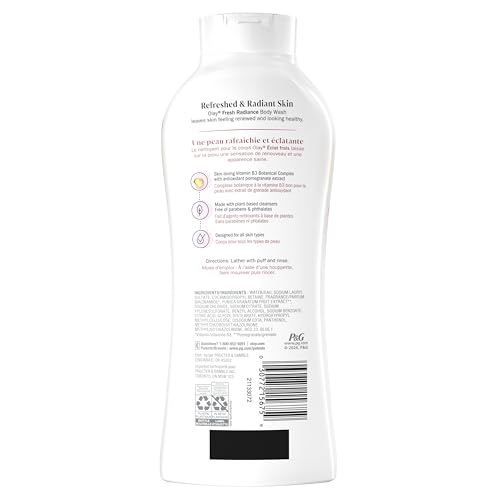 Olay Fresh Radiance Body Wash for Women, Plant-Based Cleanser with B3 Botanical Complex, Black Cherry & Vanilla, 22 fl oz, All Skin Types