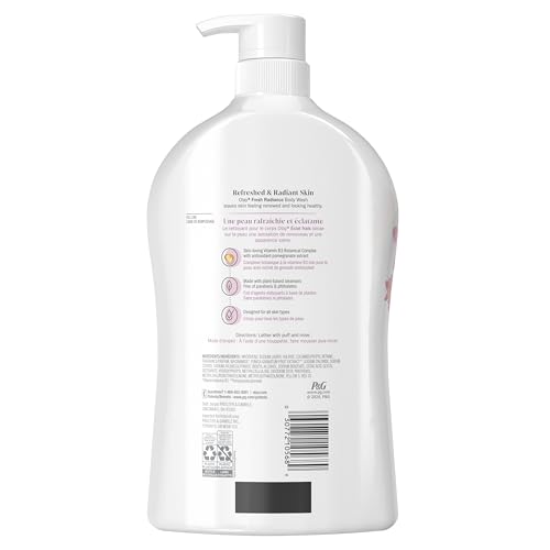 Olay Fresh Radiance Body Wash for Women, Plant-Based Cleansers & B3 Botanical Complex, Peach & Cherry Blossom Scent, 33 fl oz