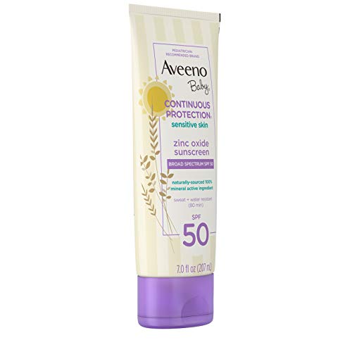 Aveeno Baby Mineral Sunscreen SPF 50 - Broad Spectrum, Tear-Free, Water & Sweat Resistant, Non-Greasy, Paraben-Free, 7 fl oz
