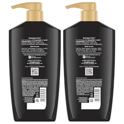 L'Oreal Paris Elvive Total Repair 5 Repairing Shampoo and Conditioner for Damaged Hair, 28 Ounce (Set of 2)(Packaging May Vary)